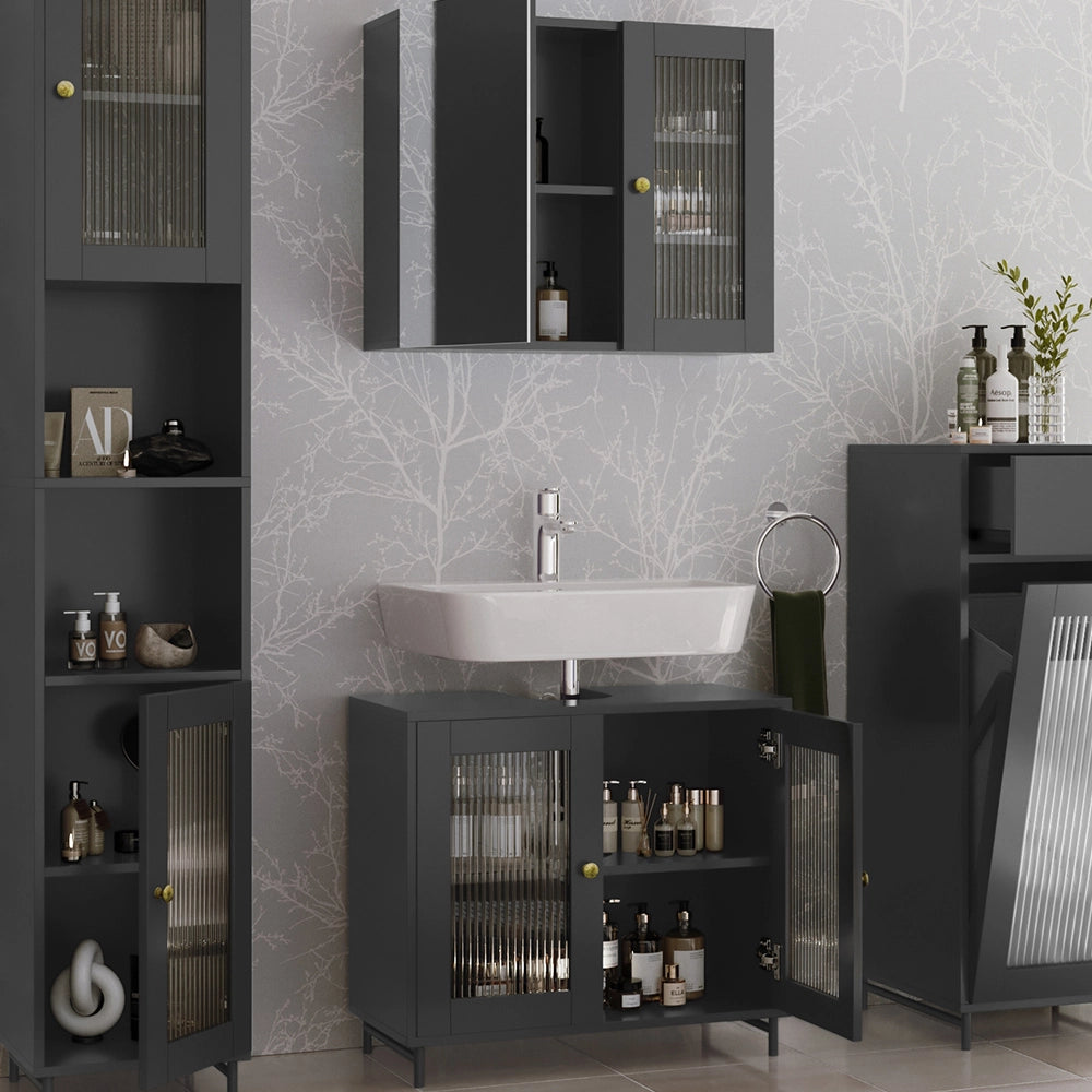 Vicco Set di mobili da bagno Grigio 4 parti