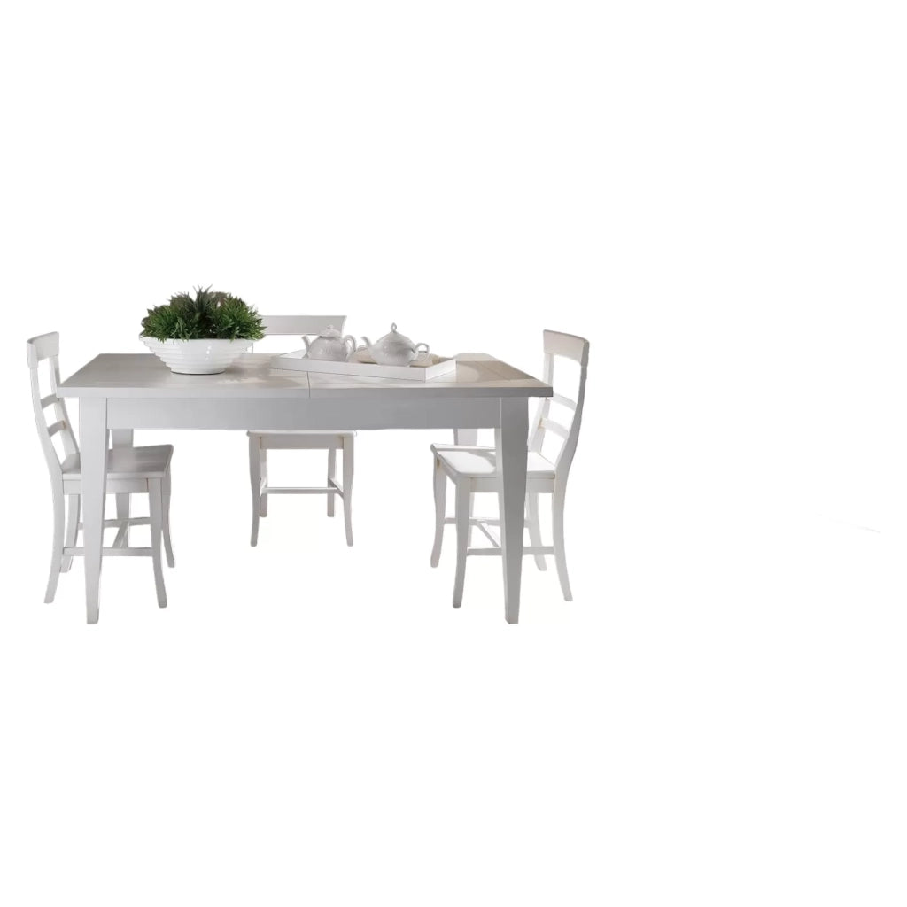 Tavolo shabby allungabile gamba a spillo legno massello bianco l.140 p.90 h.80 - Mobili 2G