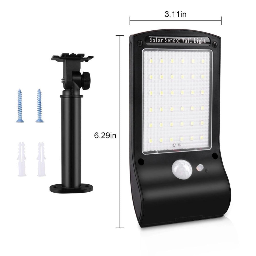 Trade Shop - Luce Solare Applique 36 Led Da Parete Sensore Di Movimento Giardino Linq L808b -