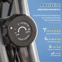 Cyclette Pieghevole 2 in 1, Resistenza Magnetica Regolabile 8 Livelli, Bici da Fitness con Sensore di Frequenza Cardiaca, Elastici per Braccia, Schermo LCD, Volano 2.5kg, Grigio
