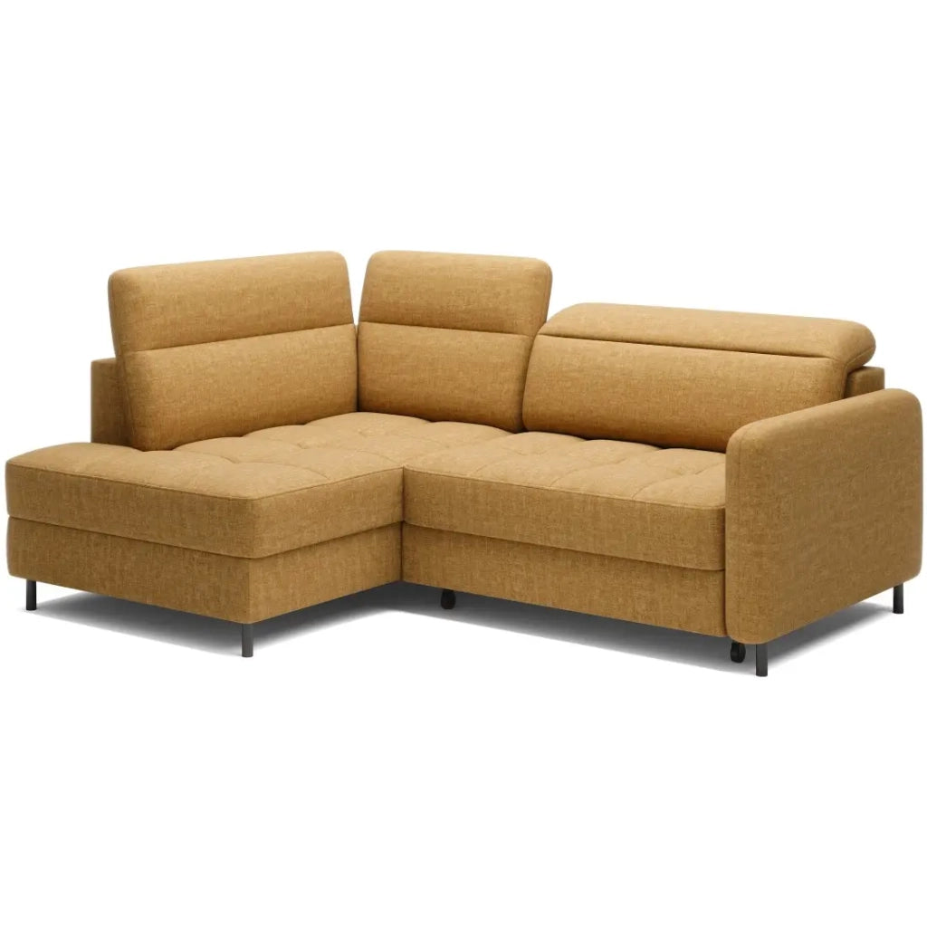 Divano angolare sinistro trasformabile BARNEA 208 cm camel con contenitore