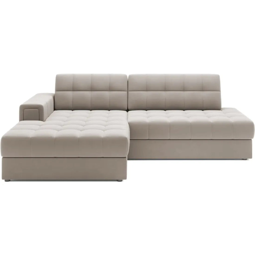 Divano angolare trasformabile CUBITO beige 240 cm con vano contenitore e letto