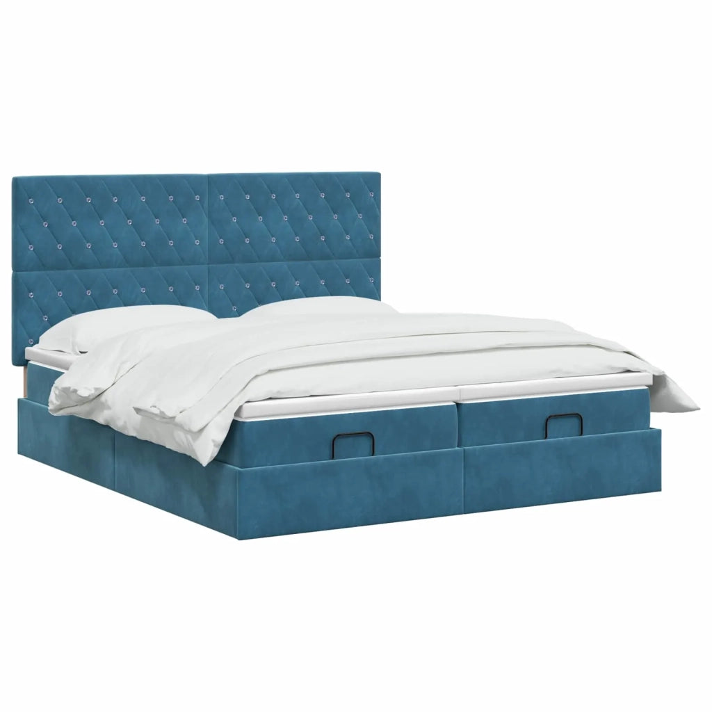 Letto ottomano con materasso 2 pcs Blu Scuro Velluto 3457900