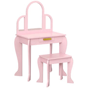 Tavolo da trucco bambini con specchio e cassetto ¨C zephmum ¨C rosa 52x32x85 cm