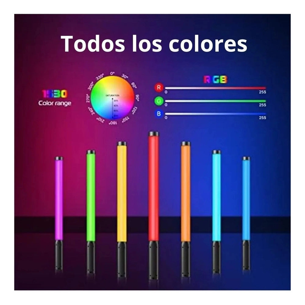 Trade Shop - Lampada A Bacchetta Tubo Luminoso Led Rgb Portatile My-7409 Per Foto Video Tiktok Vlog -