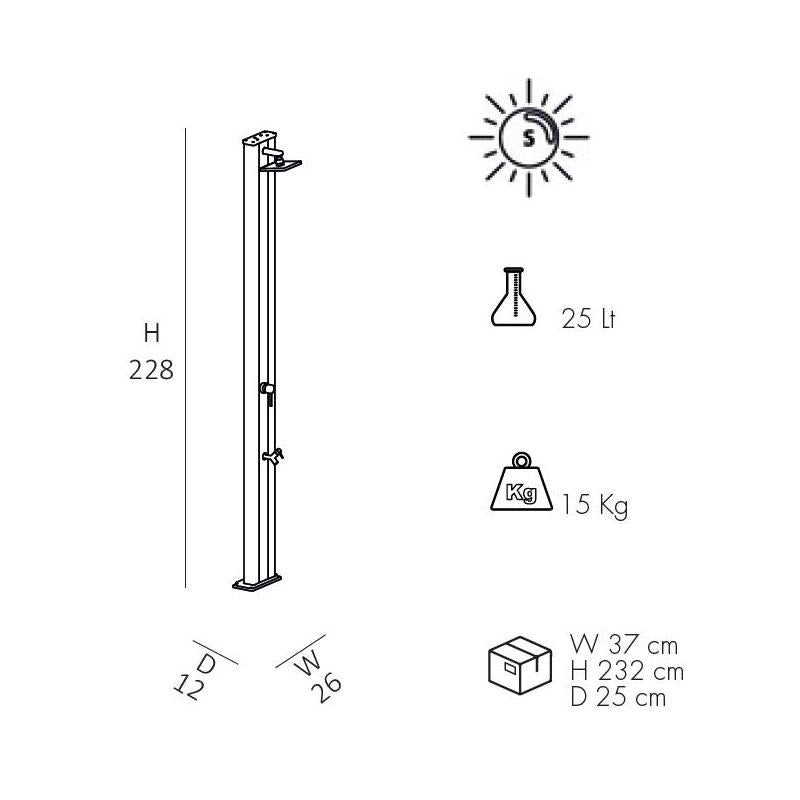Doccia Solare In Alluminio Spring 30 Litri Con Lavapiedi  Colore Blu Cv-A220/5012