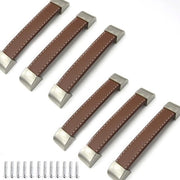Maniglie in PU pelle morbida - 6 pezzi - maniglie per mobili - maniglie per armadi - durature - finitura a specchio - aspetto elegante - maniglie per porte