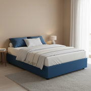 Letto matrimoniale Alaska, Letto contenitore con rivestimento in tessuto, Made in Italy, Apertura frontale, adatto per materasso cm 160x200, Blu