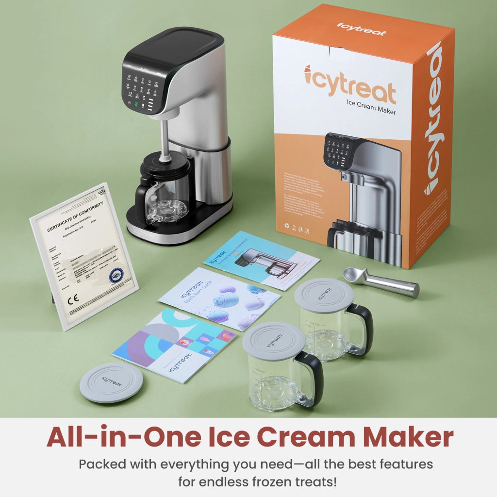 Macchina per Gelato Automatica 11-in-1 ¨C Xylo ¨C 3 Contenitori, Sorbetto, Frapp¨¨, Argento