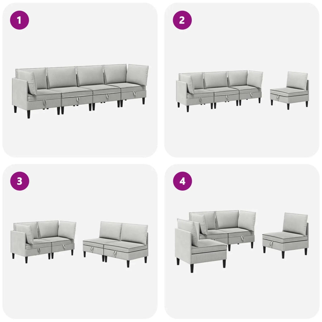 Set di mobili per il soggiorno 4 pcs Grigio chiaro Tessuto 3413799