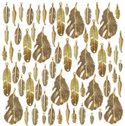 64 Pezzi di Hangers a forma di Penna d'Oca in Oro Antico per Creare Gioielli