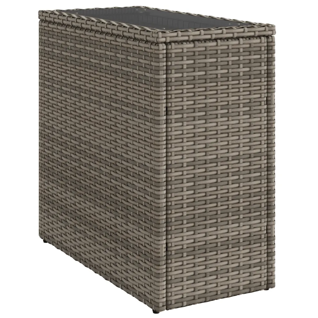 Tavolino Giardino | Tavolino da esterno Piano Vetro Grigio 58x27,5x55 cm Polyrattan