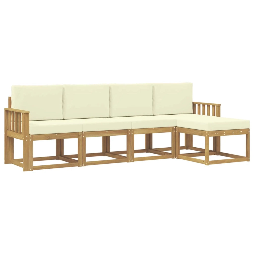 Set di divani da esterno 5 pz Bianco e Crema 3387484