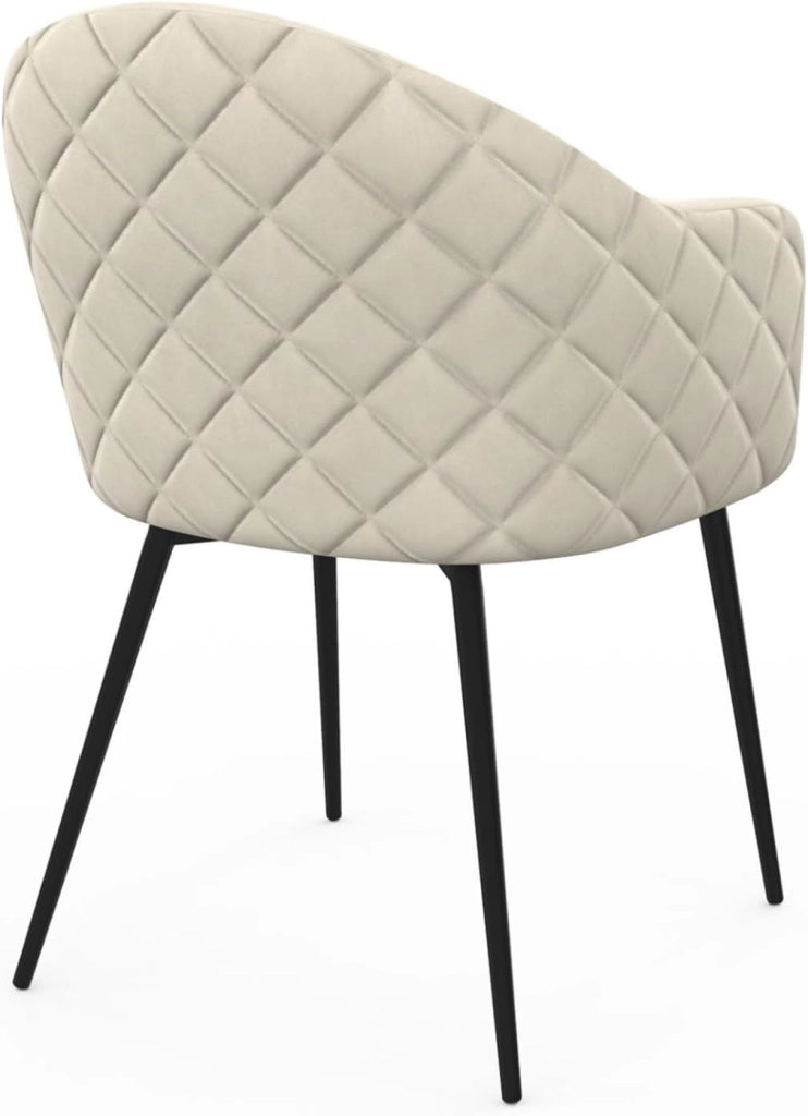 Set di 2 sedie da pranzo e poltrone da tavolo MOLY in velluto goffrato beige