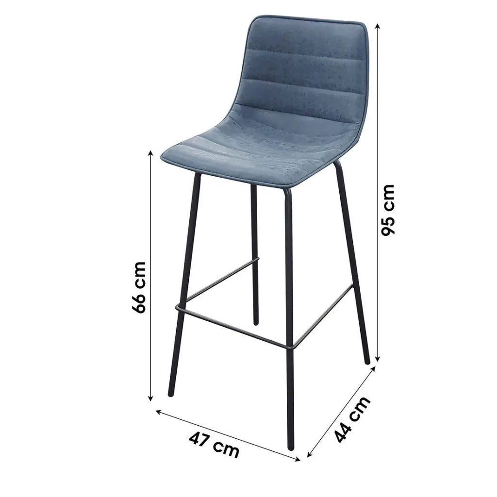 Set di 2 sgabelli da bar con schienale effetto pelle blu denim collezione NETS - Stile industriale