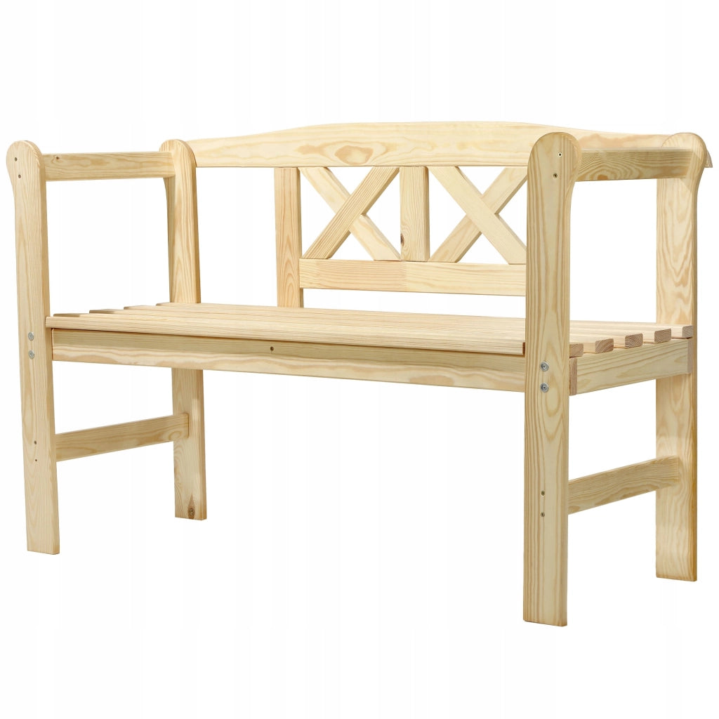 Panchina da giardino in legno KADAX con schienale, 119 cm, per giardino e terrazzo, colore naturale.