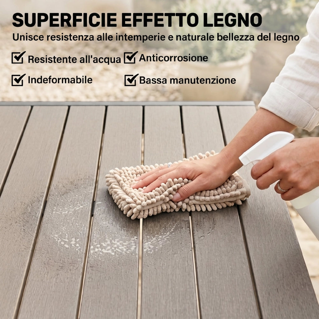 Set Pranzo Estensibile Esterni 9 Pezzi, Tavolo Alluminio, 8 Sedie, Grigio
