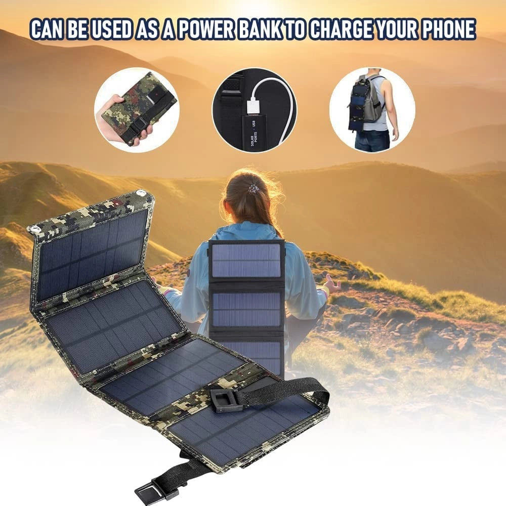 Trade Shop - Pannello Solare Pieghevole 20w Caricabatterie Telefono Campeggio Trekking Usb 5v -