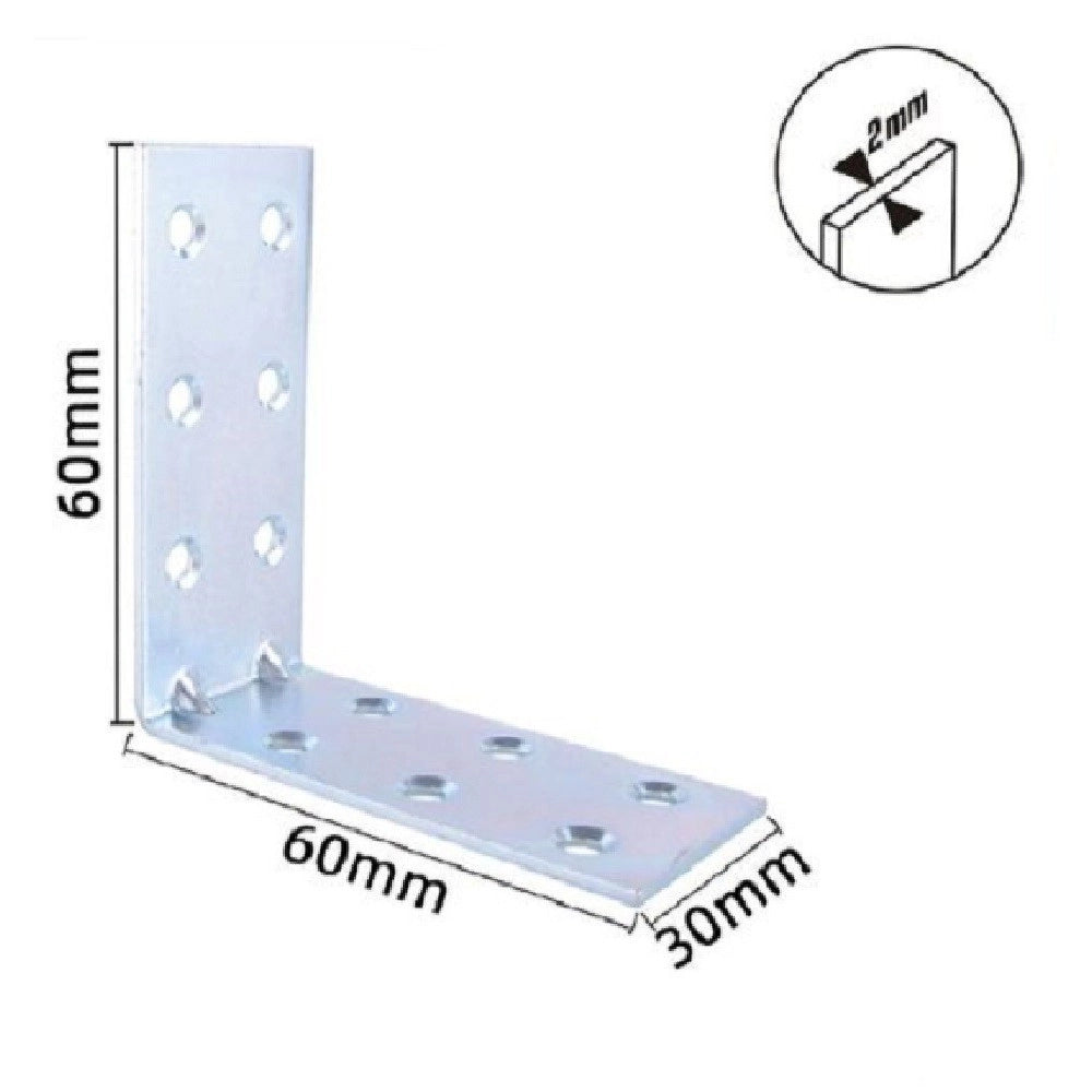 Trade Shop - Set 4 Pz Lastrine Lastrina Ad Angolo Angolare 60x60x30x2mm Con Viti Mobili 57122 -
