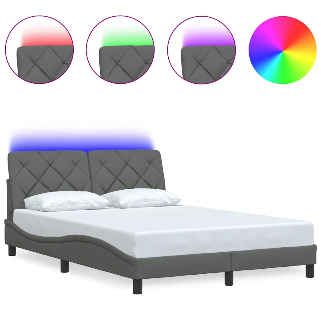 Giroletto con LED senza Materasso-Struttura Letto Grigio Scuro 140x190 cm