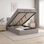 Letto Ottomano con Materasso e LED Tortora 120 x 190 cm Tessuto 3456978