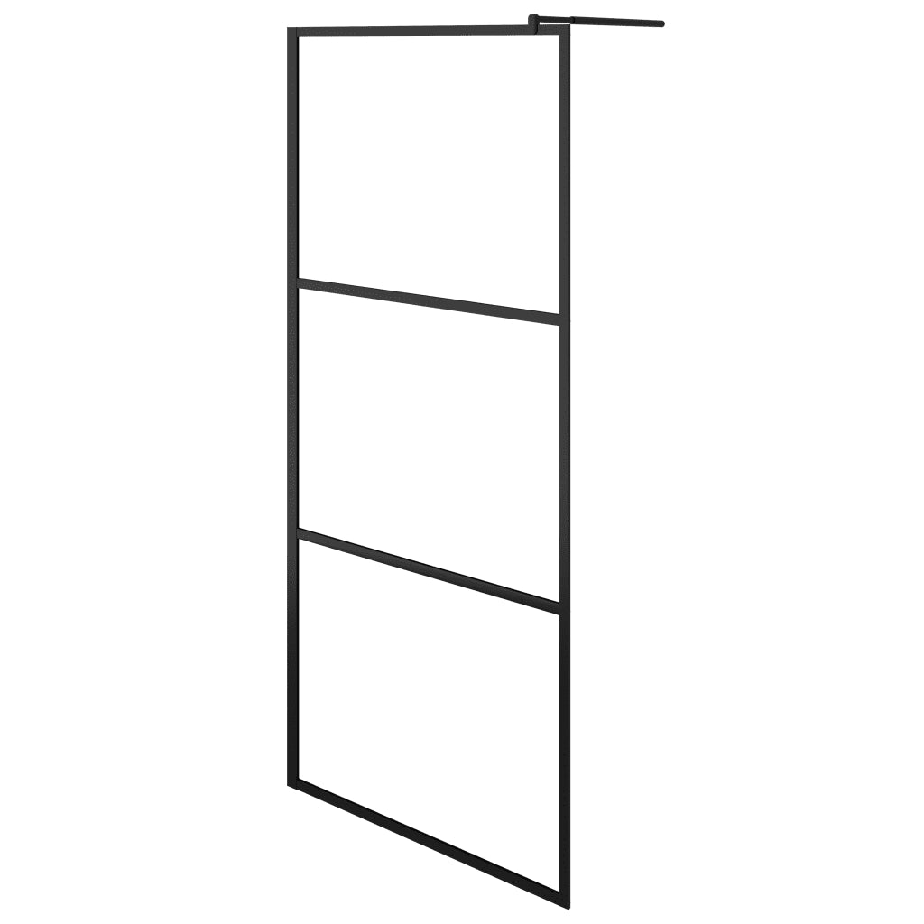 Parete Doccia Walk-in in Vetro Trasparente ESG Nera 80x195 cm 149148