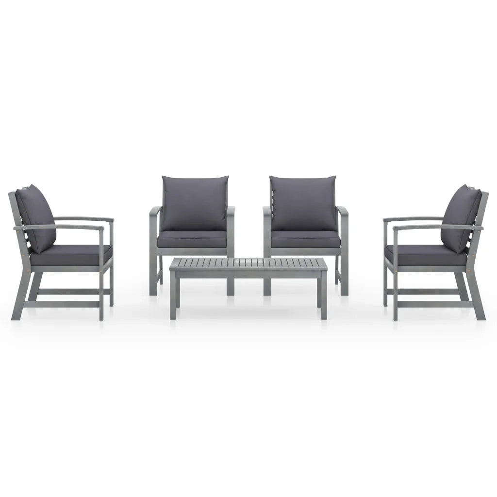 Set Divani da Giardino 5 pz con Cuscini in Legno Acacia Grigio cod mxl 39986