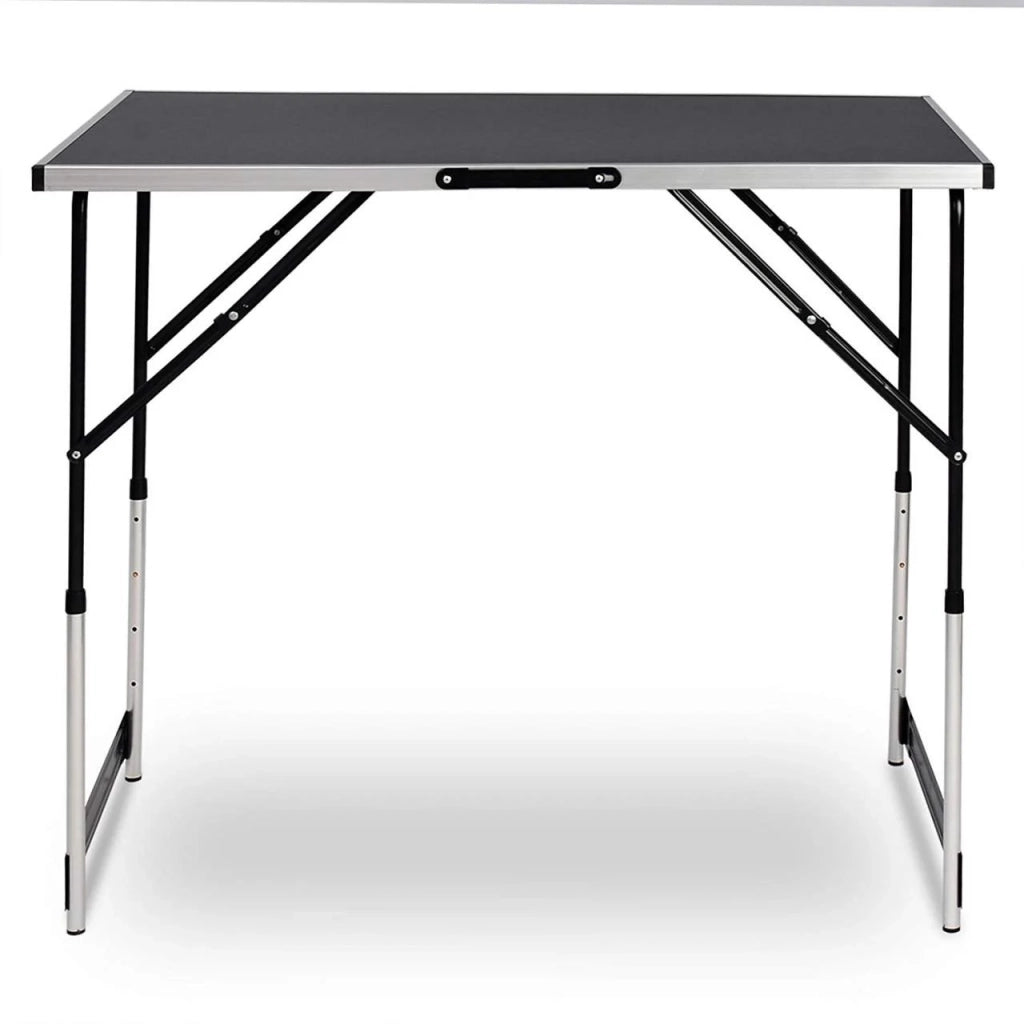 Tavolo da giardino pieghevole multiuso da campeggio regolabile 100 x 60 cm nero 19_0000970