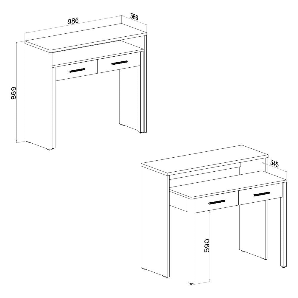 Scrivania Consolle Scrivia cemento e bianco con piano estraibile – Design Funzionale e Salvaspazio