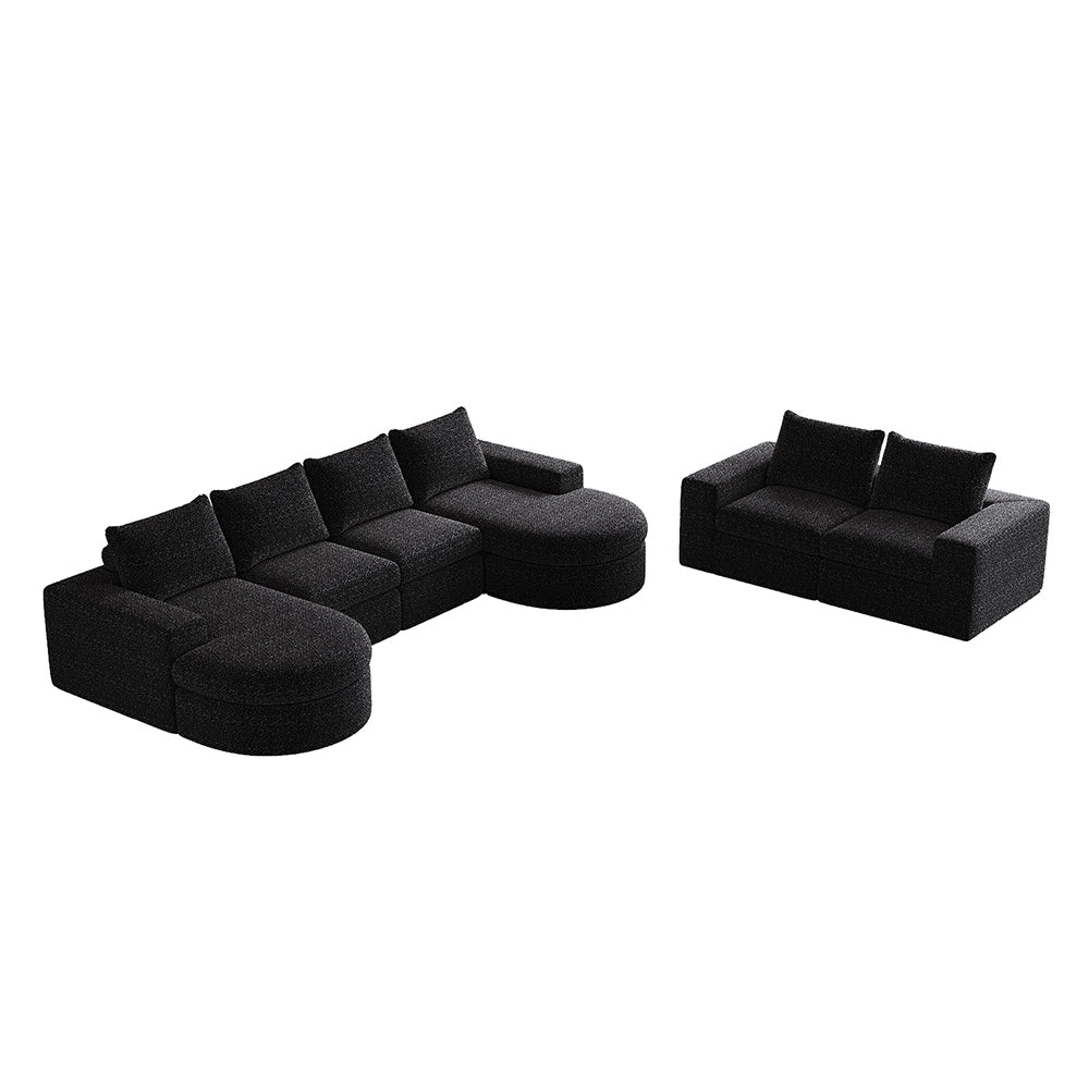 Set 2 pezzi - Xylo - divano chenille modulabile forma L senza piedi