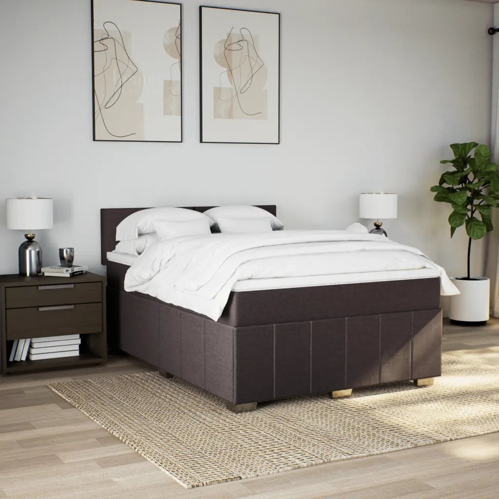 Giroletto a Molle con Materasso Marrone Scuro 140x200cm Tessuto 3287087