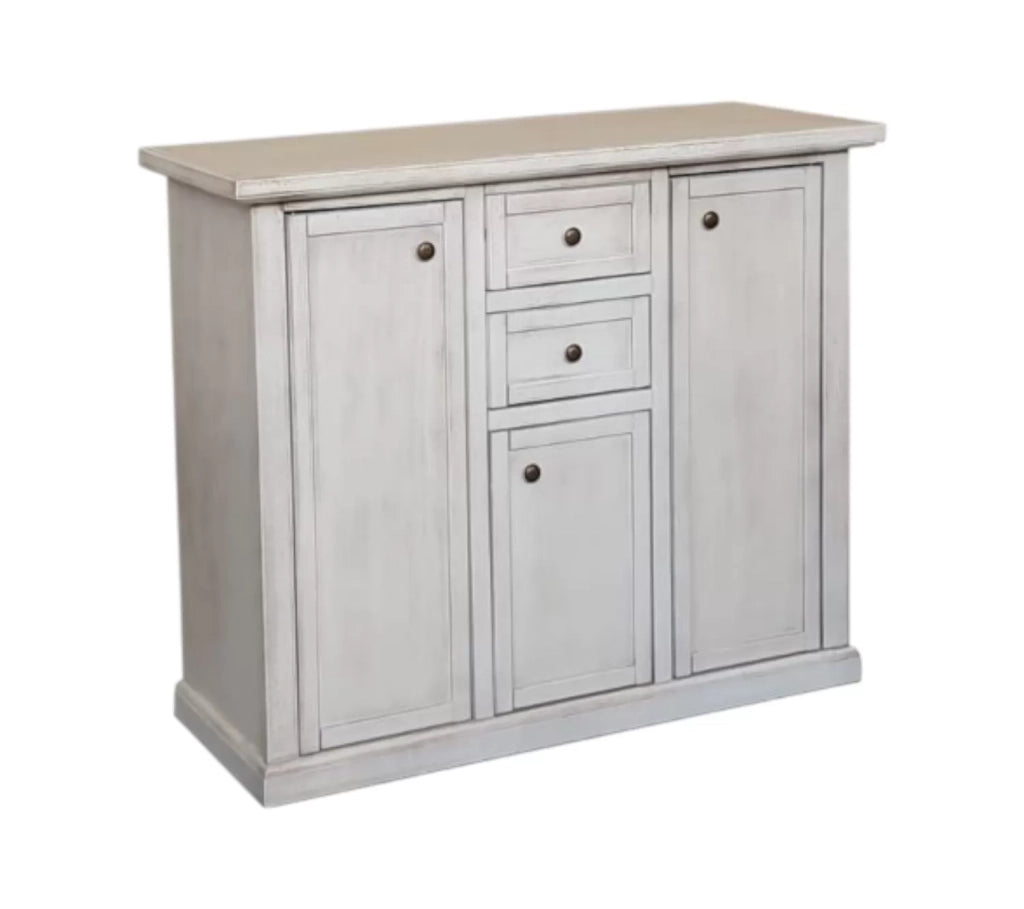 Madia credenza 3 porte 2 cassetti bianco anticato 100 x 39 x 85 (392) - Mobili 2G