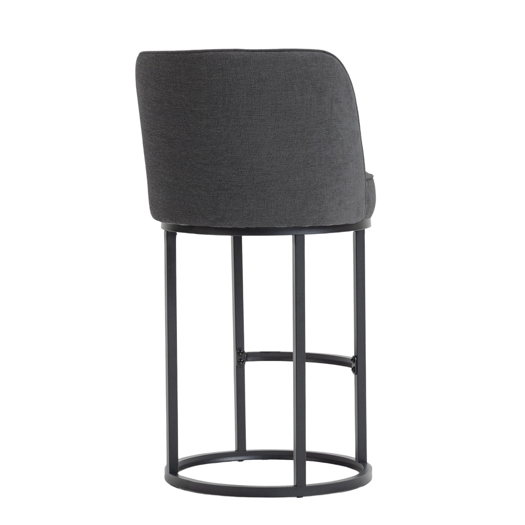Sgabelli da Bar Set 2 Pezzi ¨C MINIMAL ¨C Seduta Imbottita in Tessuto, Gambe in Metallo Nero