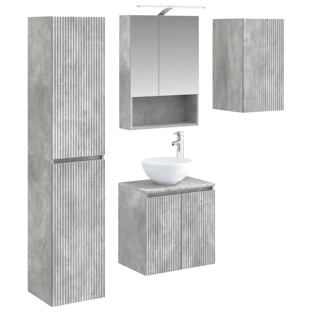 Set di Armadi da Bagno 5 pcs Grigio Cemento 50 x 14,5 x 70 cm 3407298