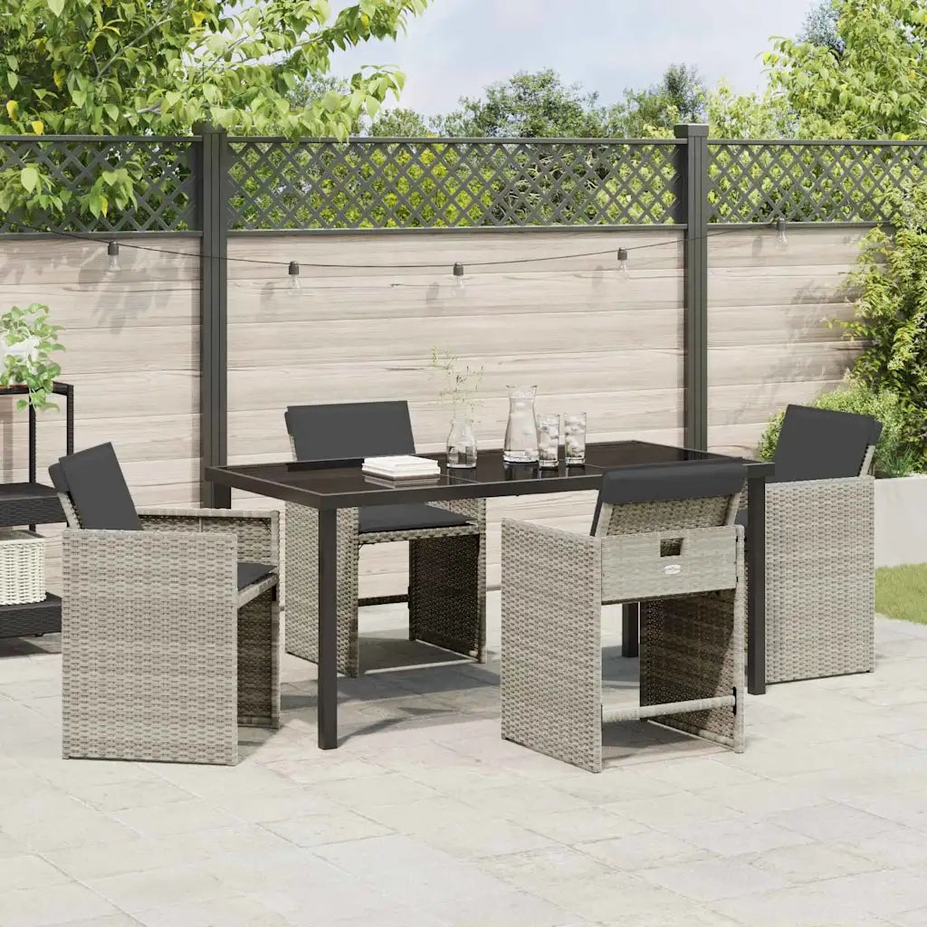 Set da Pranzo per Giardino 5 pcs Grigio chiaro polyrattan 3380707