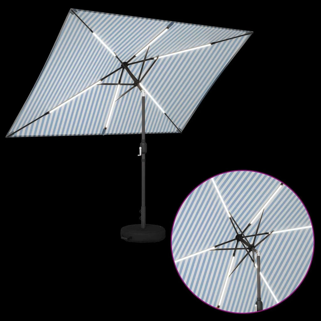 Parasol da giardino con luci LED e base 200 x 300 cm Poliestere 42036248