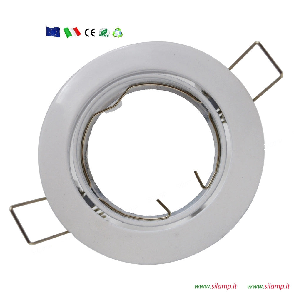 Trade Shop - Faretto Incasso 5w Lampadina Led Gu10 60 Smd 220v Orientabile Acciaio E Bianco -