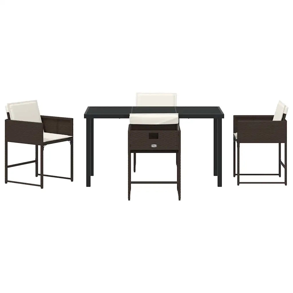 Set da Pranzo per Giardino con cuscino 5 pcs Marrone polyrattan 3380017