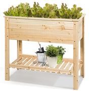 Fioriera di legno da giardino con mensola per piante verdure e fiori, Vaso da fiori rialzato 92x41x81cm Naturale-Fioriere