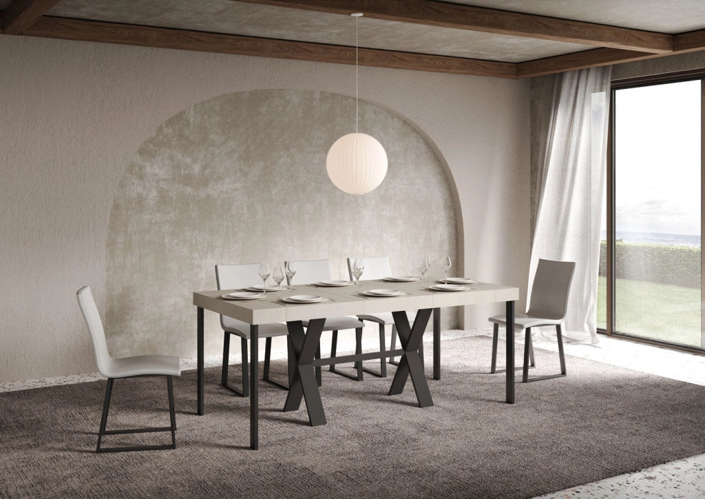 Consolle Allungabile 90-196x40x77 cm Xenia Small Cashmere Telaio Antracite