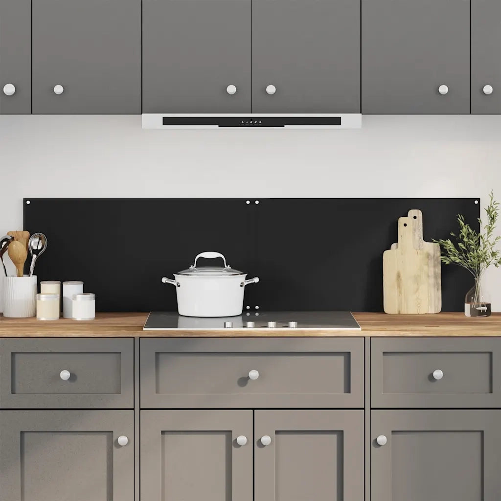 Paraschizzi per Cucina 2 pz-Set di 2 Protezione parete cucina Neri 80x50 cm in Vetro Temperato