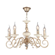 Lampadario Elegant in Metallo Perla Crema con Oro