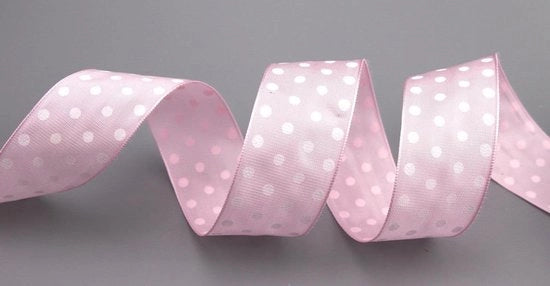 Cadeaulint luce rosa chiaro e bianco 20 m x 40 mm, rotolo con filo di 4 cm, taftlint a strisce polka dot, festeggia Pasqua e compleanni, decorativo per bambini.