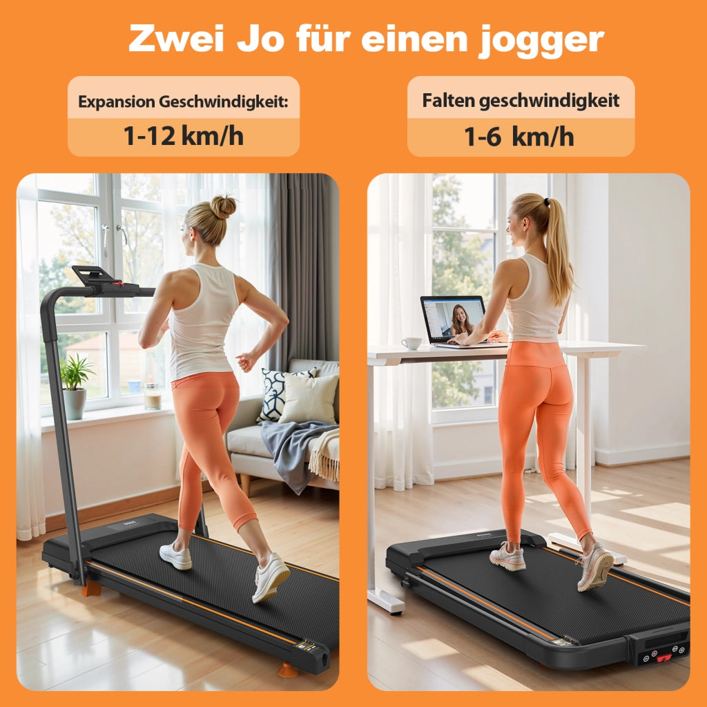 TAPIS ROULANT 3-in-1 pieghevole con inclinazione 10%, acciaio nero