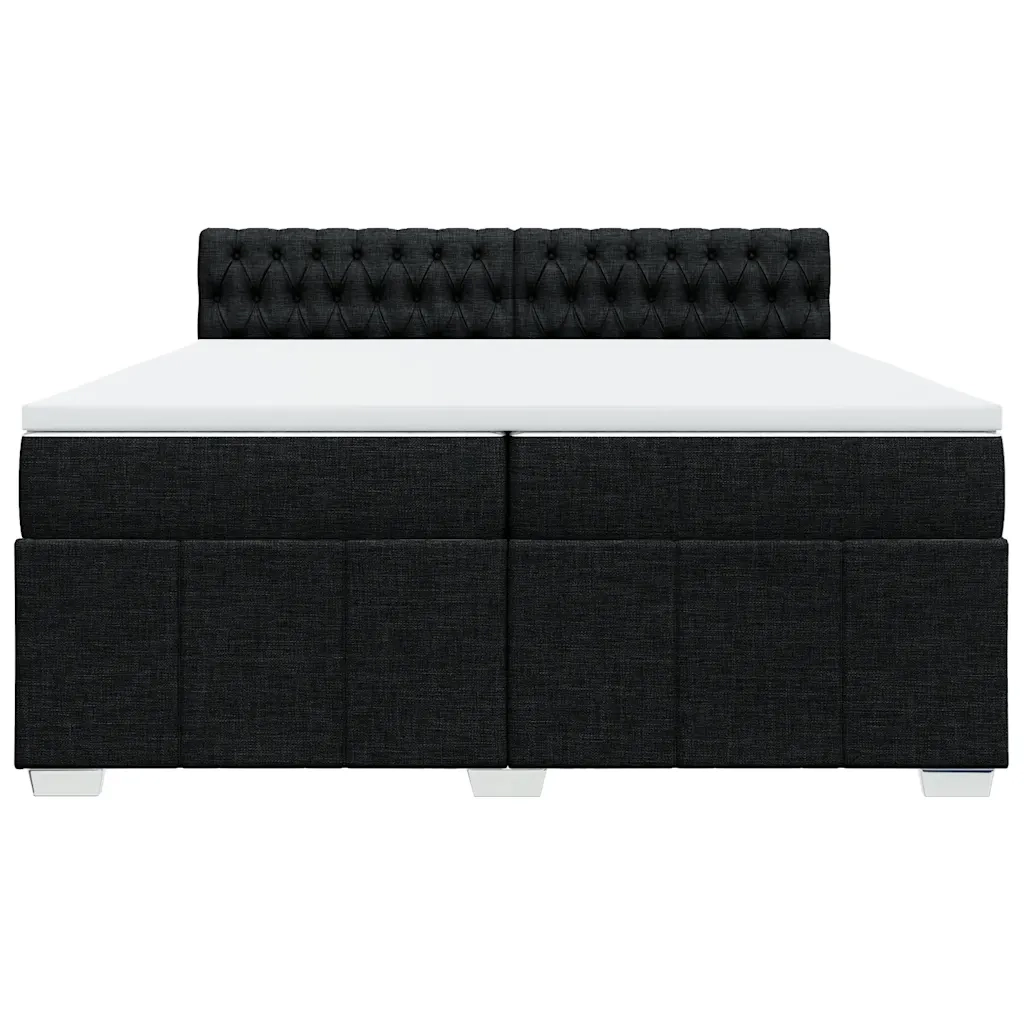 vidaXL Giroletto a Molle con Materasso Nero 200x200 cm in Tessuto