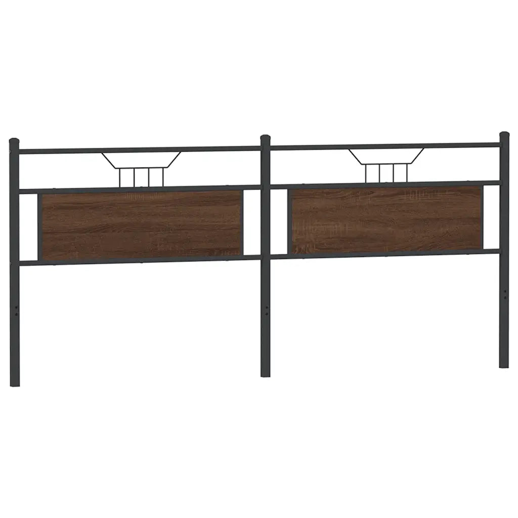 Testiera Rovere Marrone 193 cm in Legno Multistrato e Acciaio