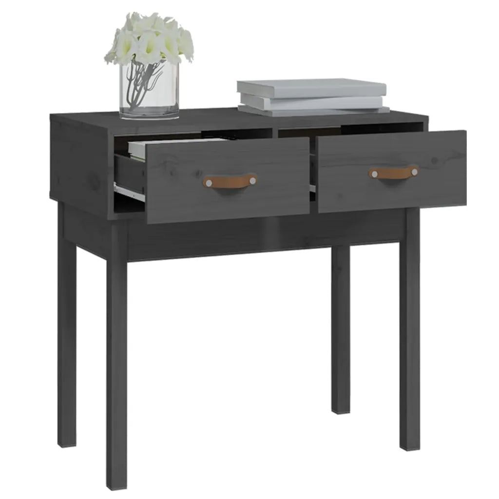 Tavolo Consolle Grigio 76,5x40x75 cm in Legno Massello di Pino 821751