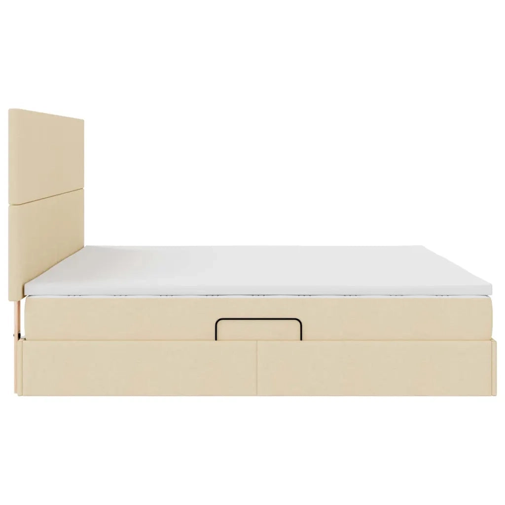 Letto con contenitore e materasso Crema 200 x 200 cm Poliestere