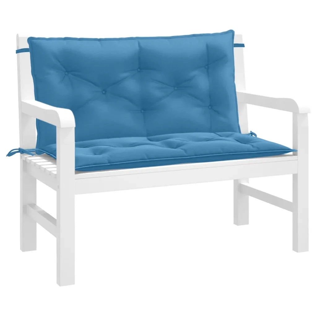 Cuscini Panca Giardino 2pz Blu MÃ©lange 100x50x7cm Tessuto