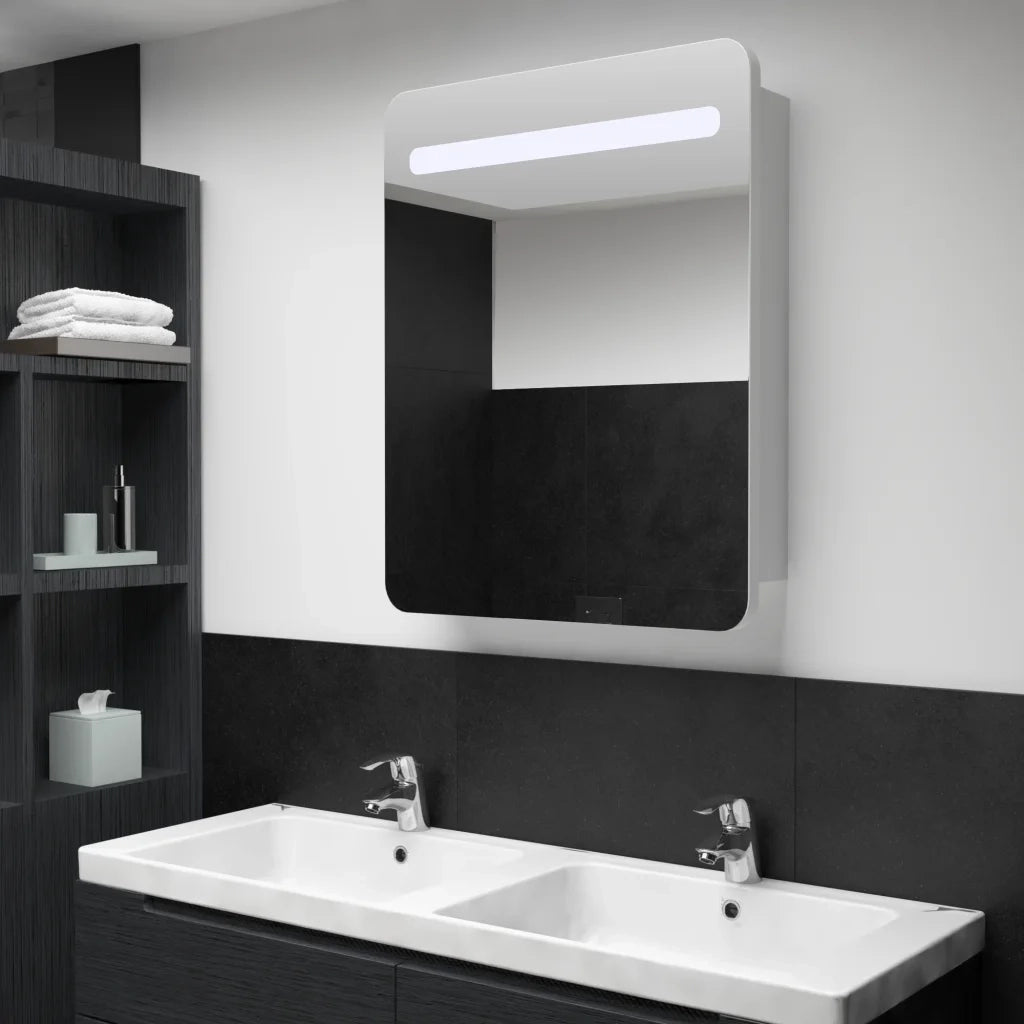 Armadietto Bagno | Armadio da bagno con Specchio e LED 60x11x80 cm